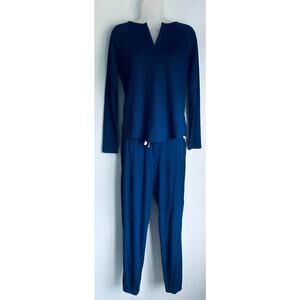 Jenni Intimates Pajama Set Size Small Blue Long Sleeve Pants